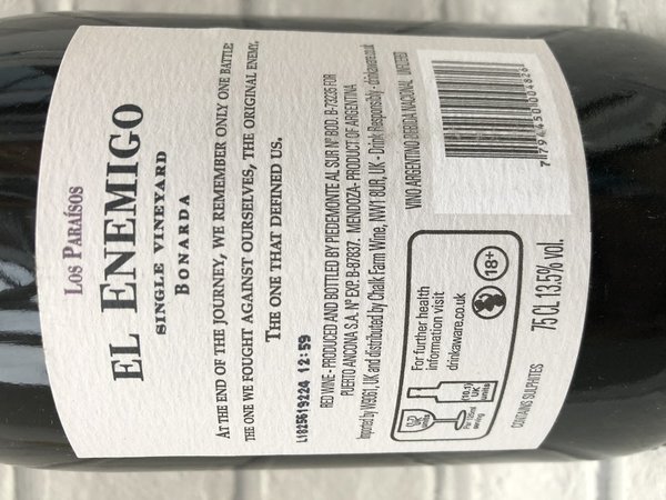 El Enemigo, Bonarda, Los Paraísos, Single Vineyard